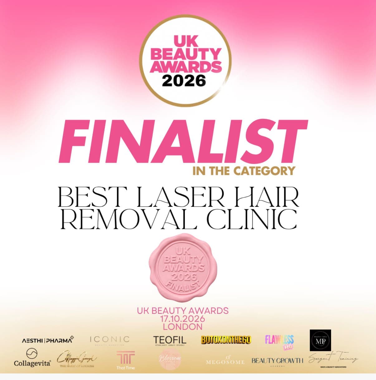UK Beauty Awards 2026 Best Laser Hair Removal Clinic finalist